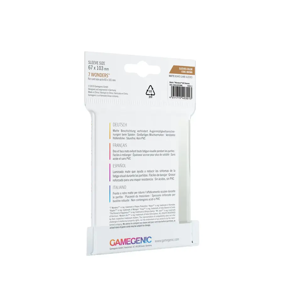 Board Game Sleeves: Matte - 7 Wonders - Brown (80) - Image 2