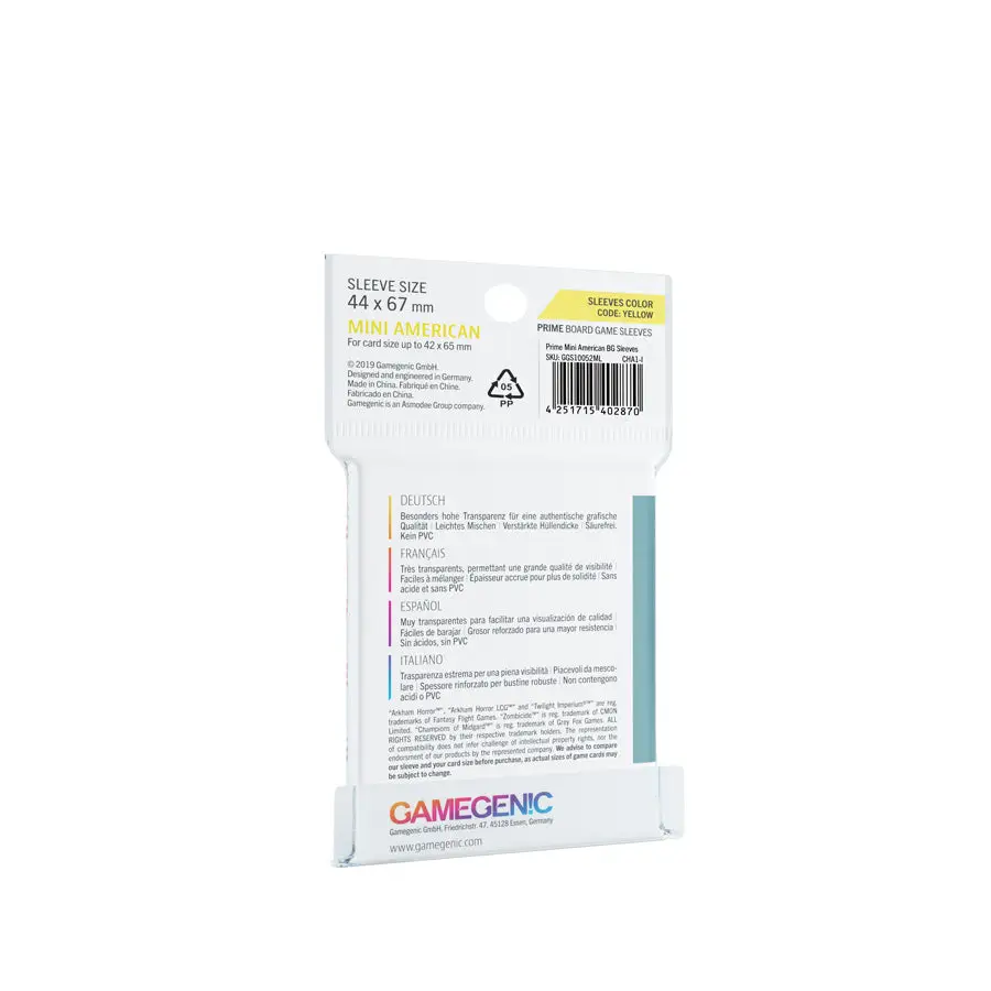 Board Game Sleeves: Prime - American - Mini - Yellow (50) - Image 2