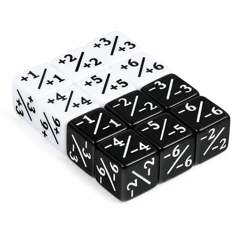 Dice Counters: Positive / Negative - Black/White