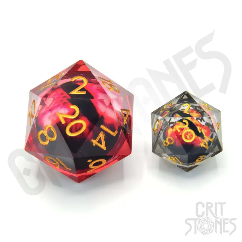 Dice: Resin - Sharp Edge - Floating Eye - d20 - Blood Iris - Image 2