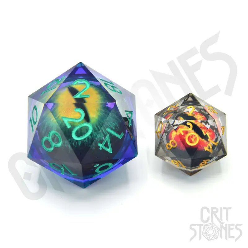 Dice: Resin - Sharp Edge - Floating Eye -  d20 - Forest Dragon's Gaze - Image 2