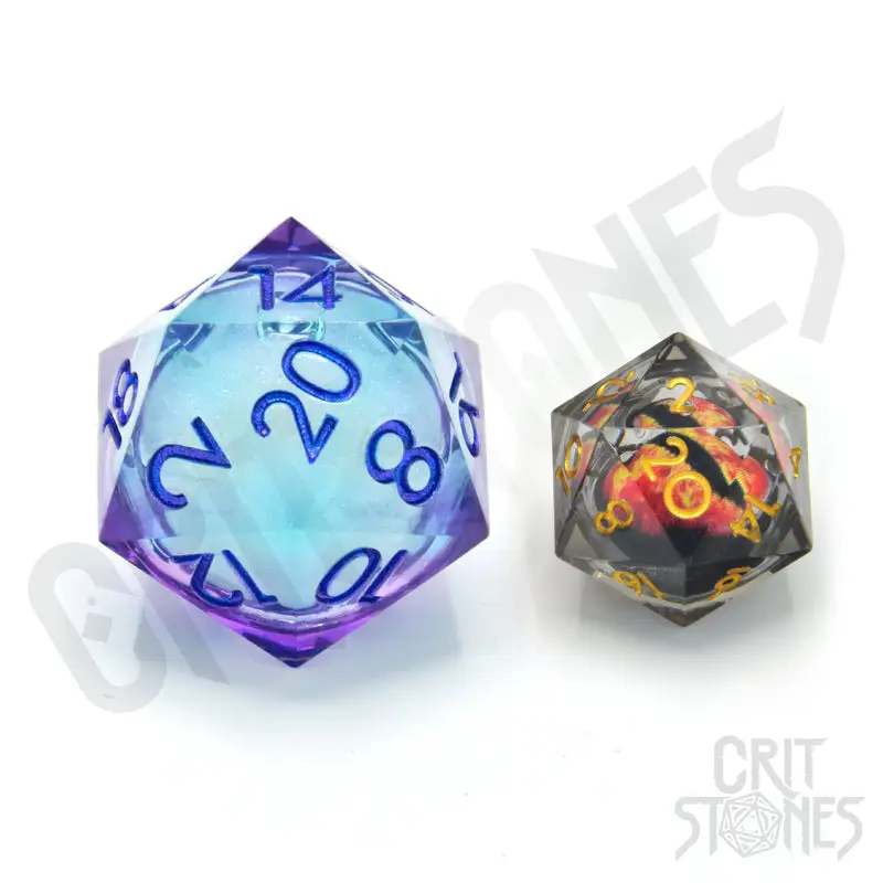 Dice: Resin - Sharp Edge - Liquid Core - d20 - Moonlight Mystery - Image 2