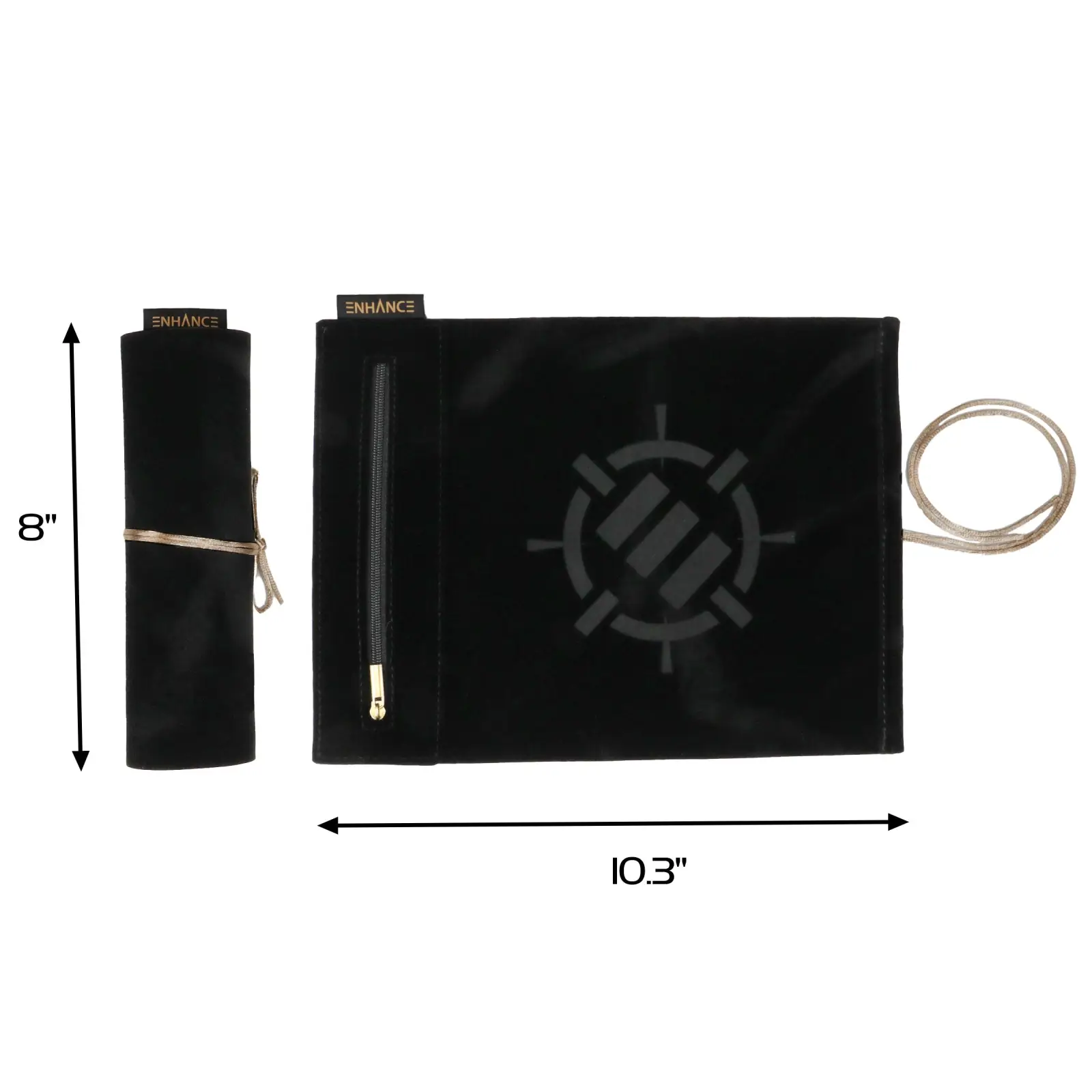 Dice Rolling Mat: Enhance - Roll on a Scroll™ & Acrylic RPG Dice Set (7) - Black - Image 3