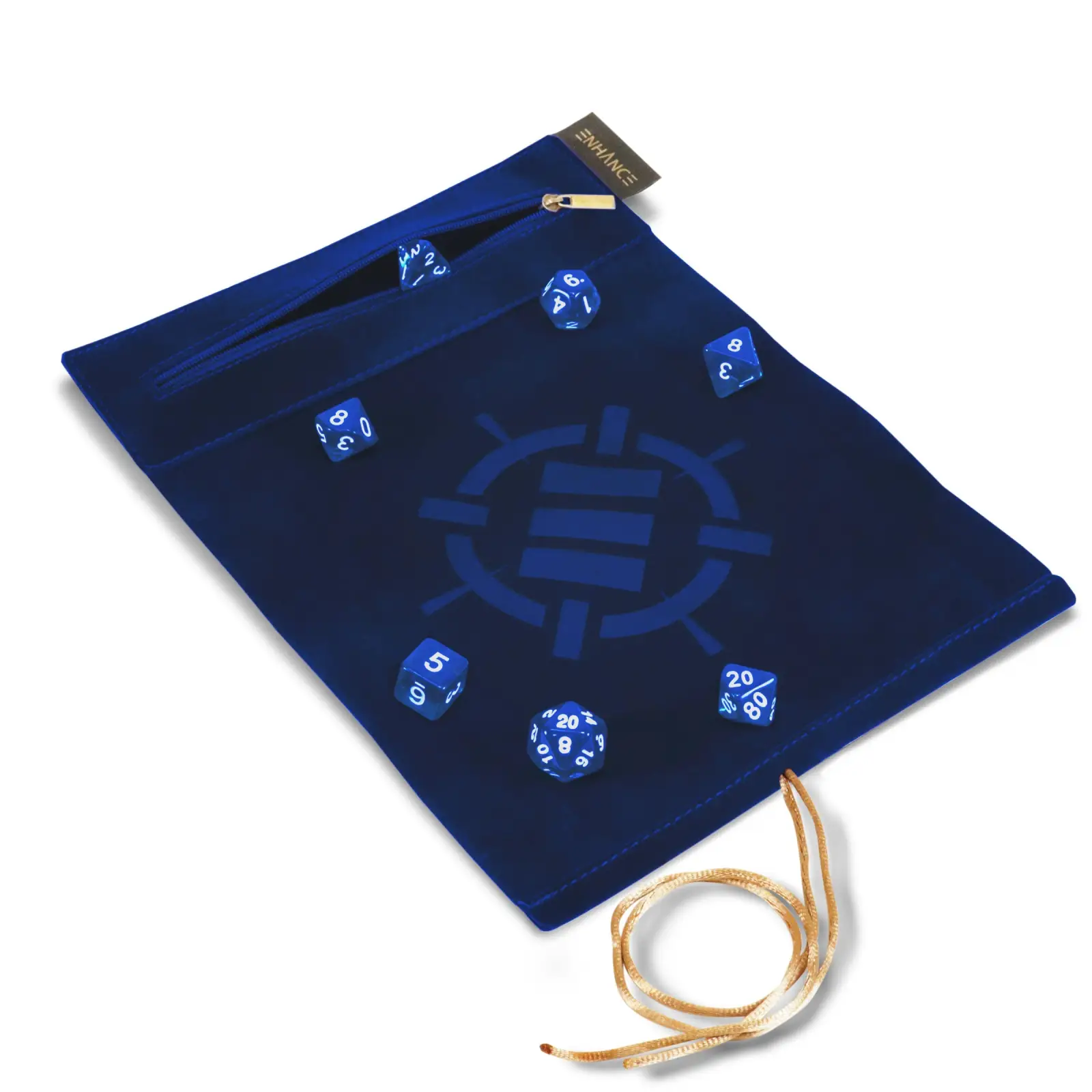Dice Rolling Mat: Enhance - Roll on a Scroll™ &  Acrylic RPG Dice Set (7) - Blue