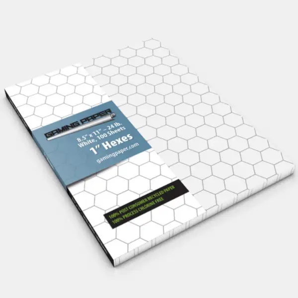 Gaming Paper: Singles White 1" Hexagon