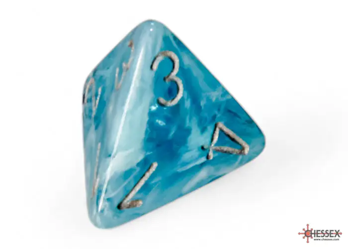RPG Dice Set: Cirrus - Polyhedral - Aqua/Silver (7) - Image 4