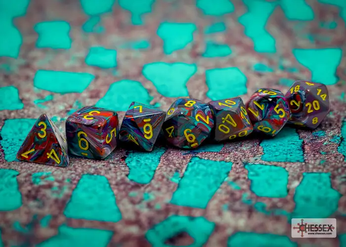 RPG Dice Set: Festive - Polyhedral - Mosaic/Yellow (7)