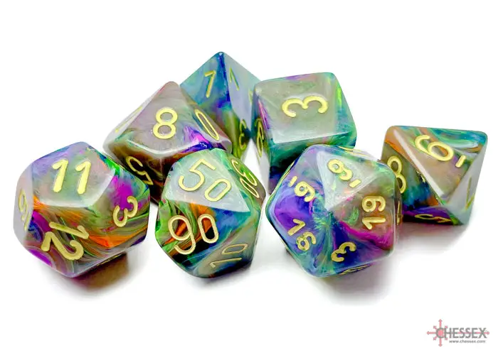 RPG Dice Set: Festive - Polyhedral - Rio/Yellow (7) - Image 2