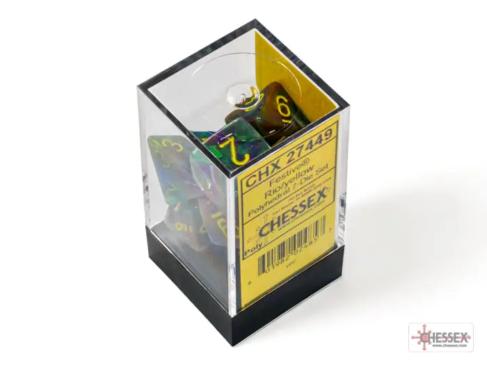 RPG Dice Set: Festive - Polyhedral - Rio/Yellow (7) - Image 3