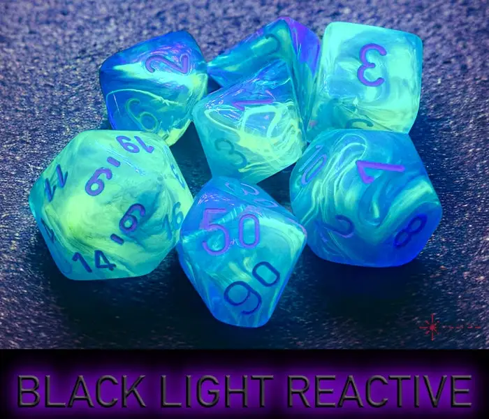 RPG Dice Set: Festive - Polyhedral - Waterlily/white (7) - Image 4