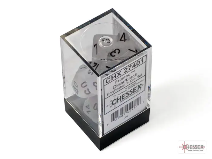 RPG Dice Set: Frosted - Polyhedral - Clear/Black (7) - Image 3