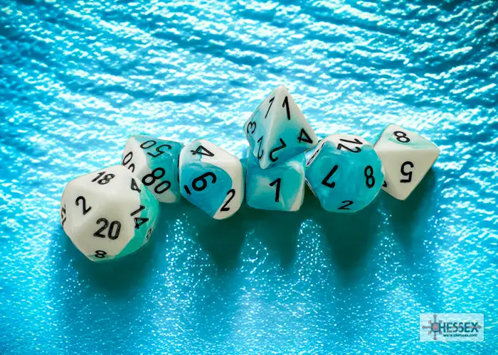 RPG Dice Set: Gemini - Polyhedral - Teal-White/Black (7)