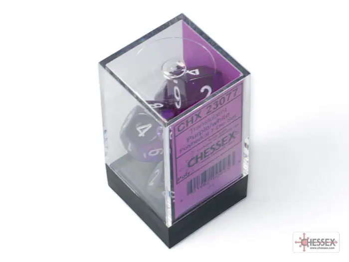 RPG Dice Set: Translucent - Polyhedral - Purple/white (7) - Image 3