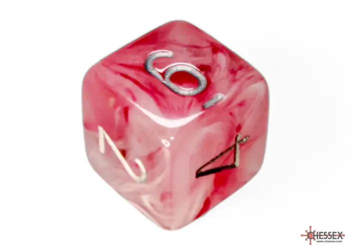 RPG Dice Set: Ghostly - Polyhedral - Glow Pink/Silver (7) - Image 6