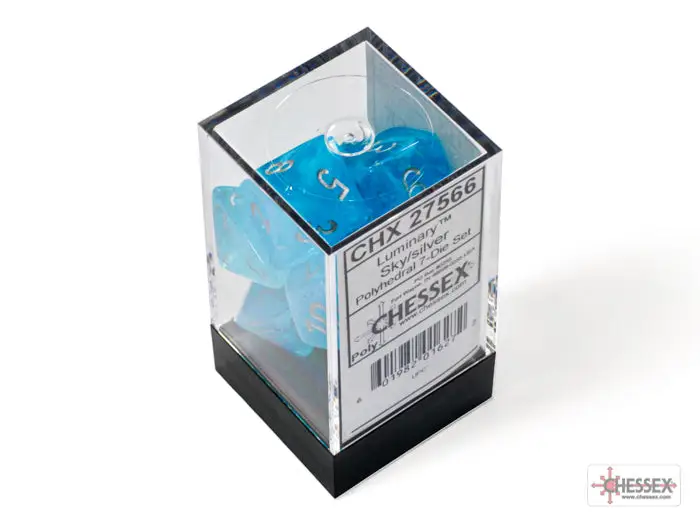 RPG Dice Set: Luminary - Polyhedral - Sky/Silver (7) - Image 3
