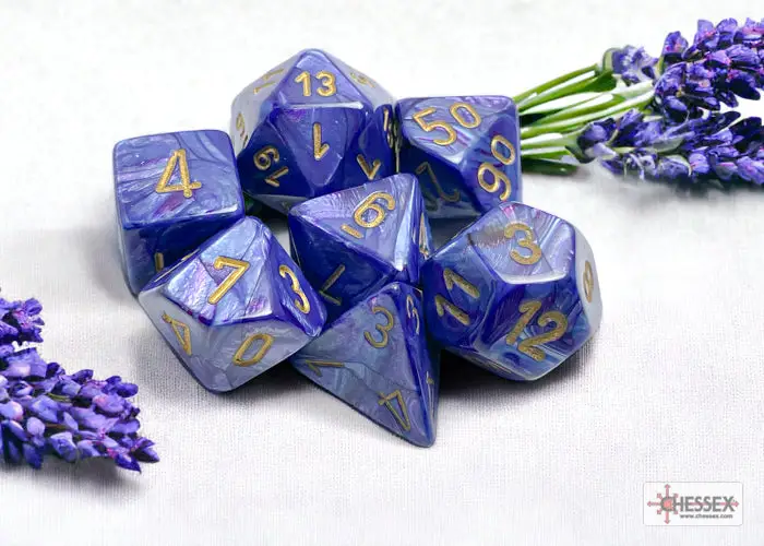 RPG Dice Set: Lustrous - Polyhedral - Purple/Gold (7) - Image 3