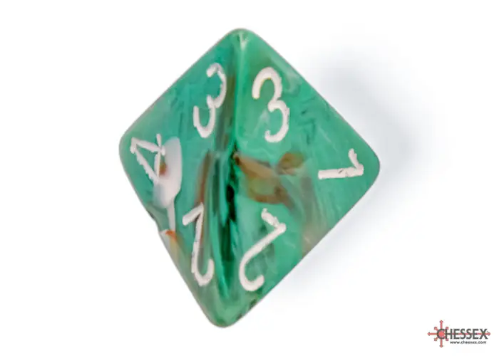 RPG Dice Set: Marble - Polyhedral - Oxi-Copper/White (7) - Image 4