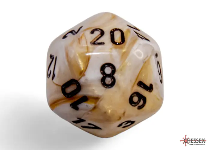RPG Dice Set: Marbleized - Polyhedral - Ivory/Black (7) - Image 10