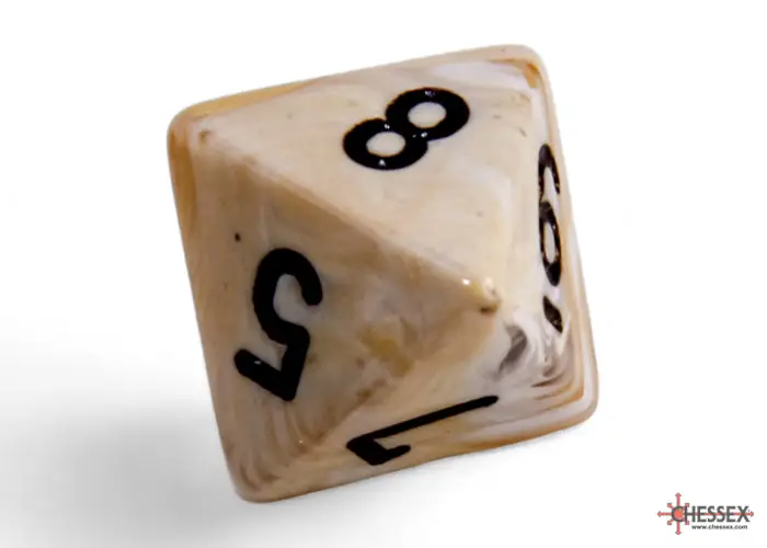RPG Dice Set: Marbleized - Polyhedral - Ivory/Black (7) - Image 6