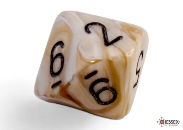 RPG Dice Set: Marbleized - Polyhedral - Ivory/Black (7) - Image 7