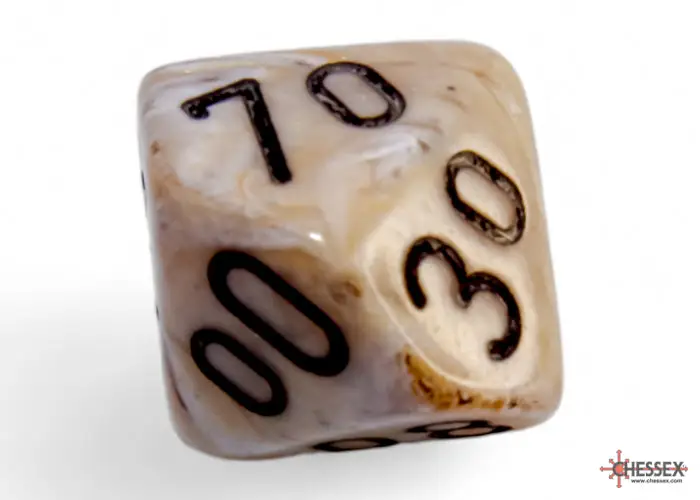 RPG Dice Set: Marbleized - Polyhedral - Ivory/Black (7) - Image 8
