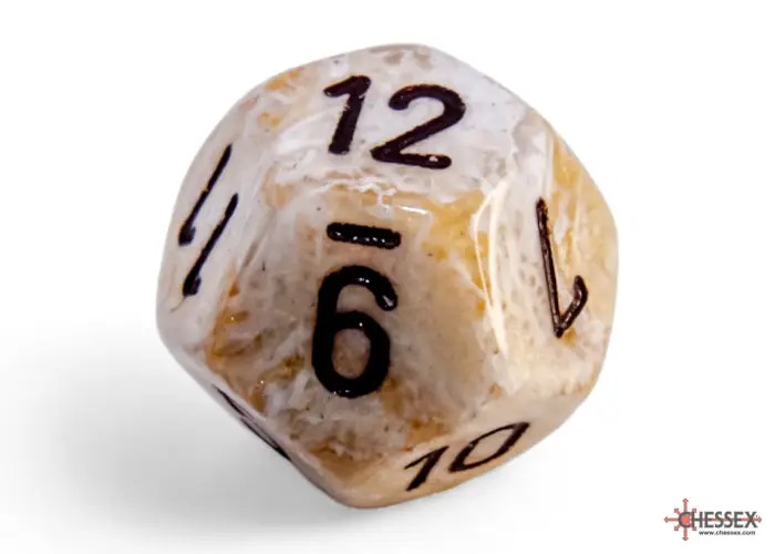 RPG Dice Set: Marbleized - Polyhedral - Ivory/Black (7) - Image 9