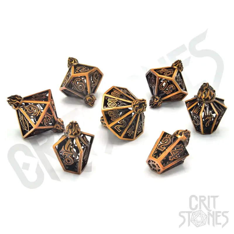 RPG Dice Set: Metal - Hollow - Elixerium Brass