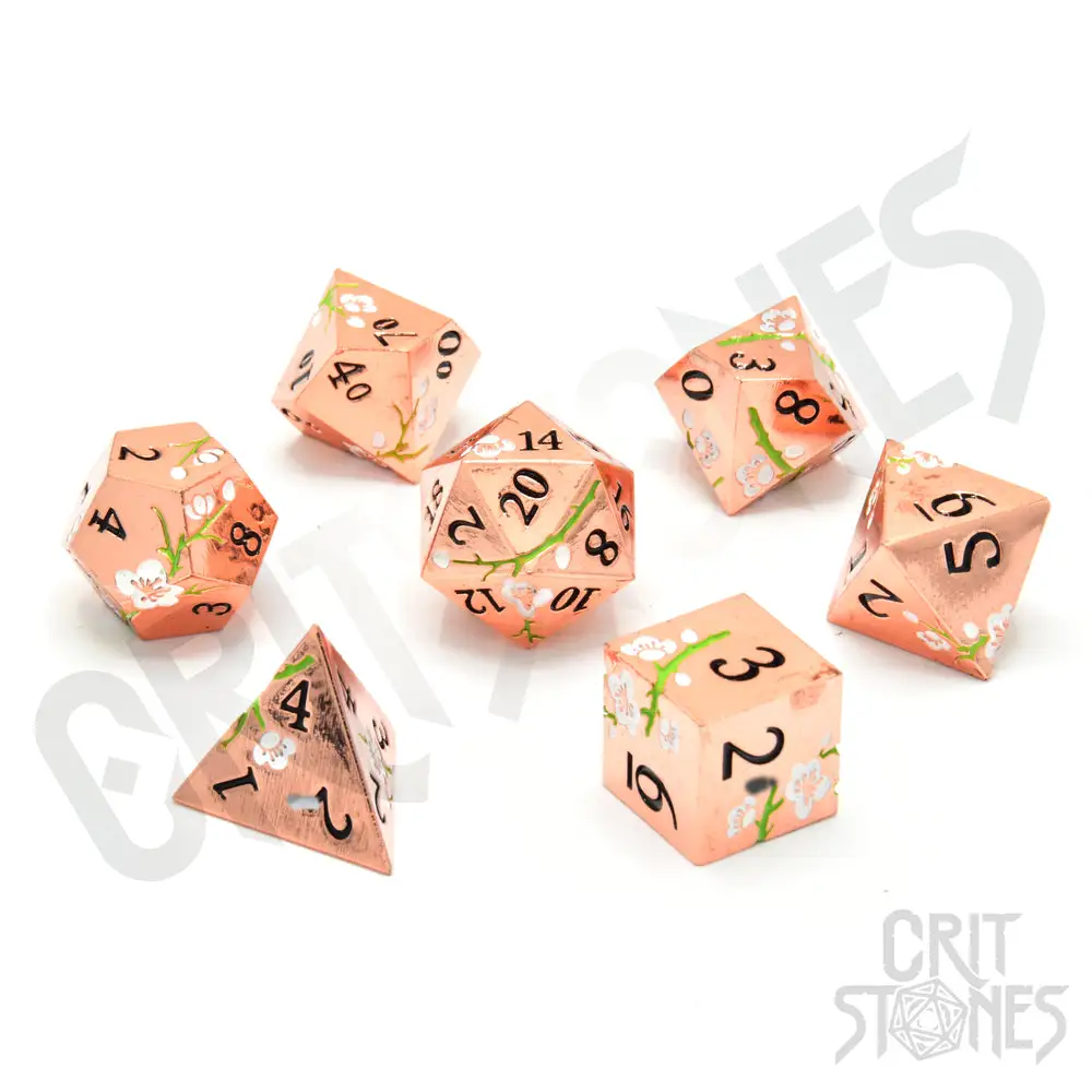 RPG Dice Set: Metal - Pink Blossom