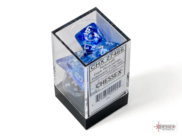 RPG Dice Set: Nebula - Polyhedral - Dark Blue/White (7) - Image 3