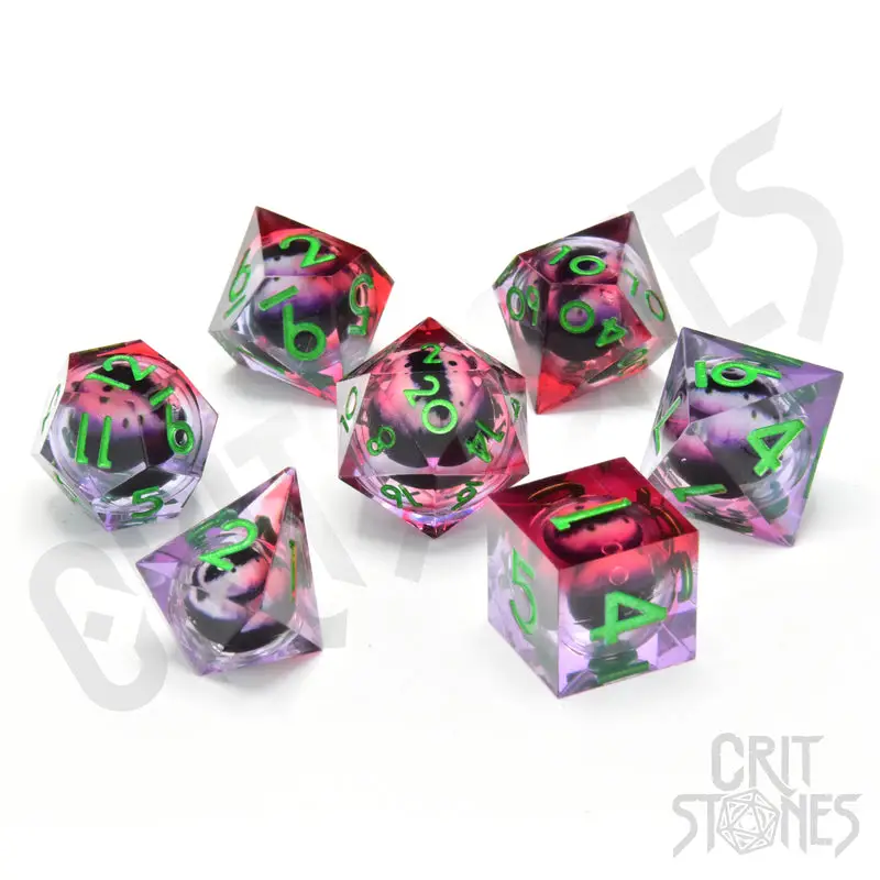 RPG Dice Set: Resin - Sharp Edge - Floating Eye - Poison Ivy Vision