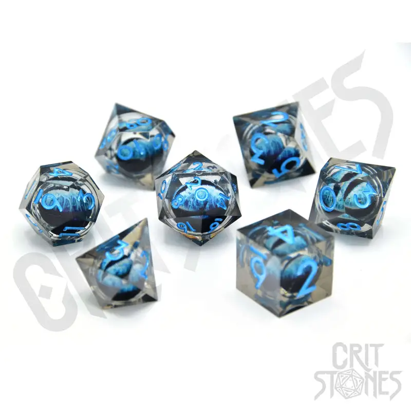 RPG Dice Set: Resin - Sharp Edge - Floating Eye - Water Dragon's Gaze