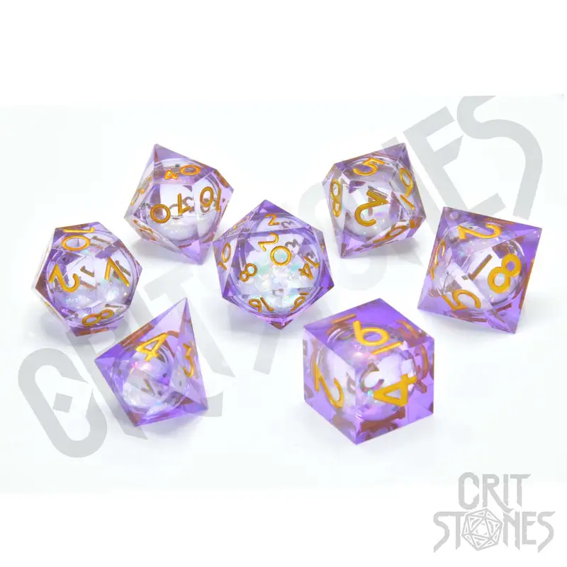 RPG Dice Set: Resin - Sharp Edge - Liquid Core - Arcane Sparkle