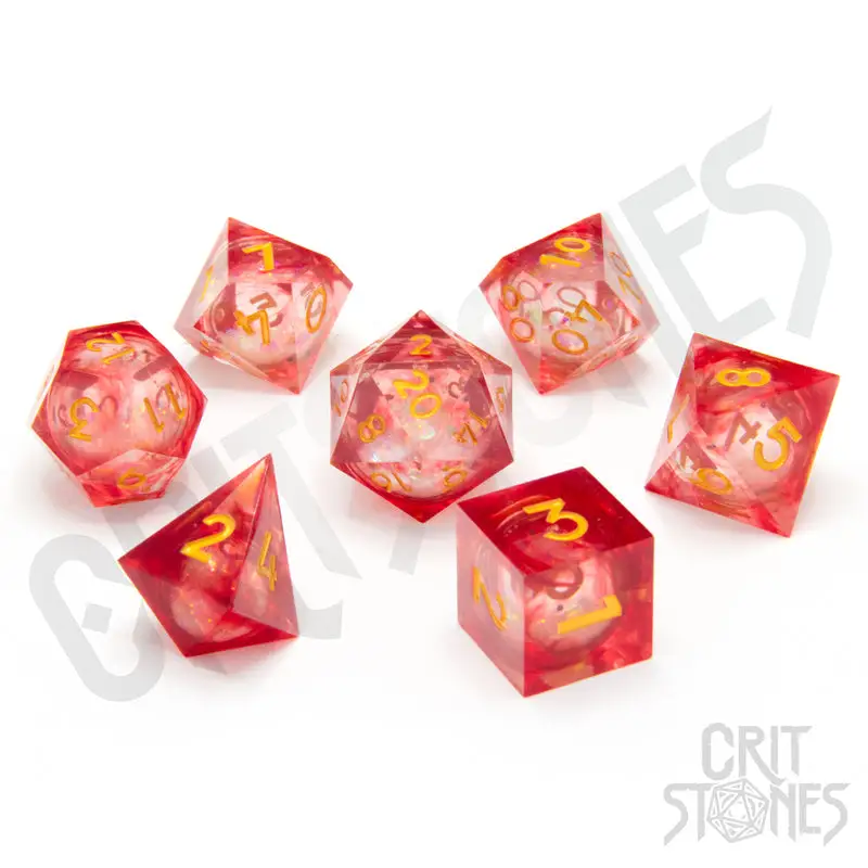 RPG Dice Set: Resin - Sharp Edge - Liquid Core - Bloodstone Relics
