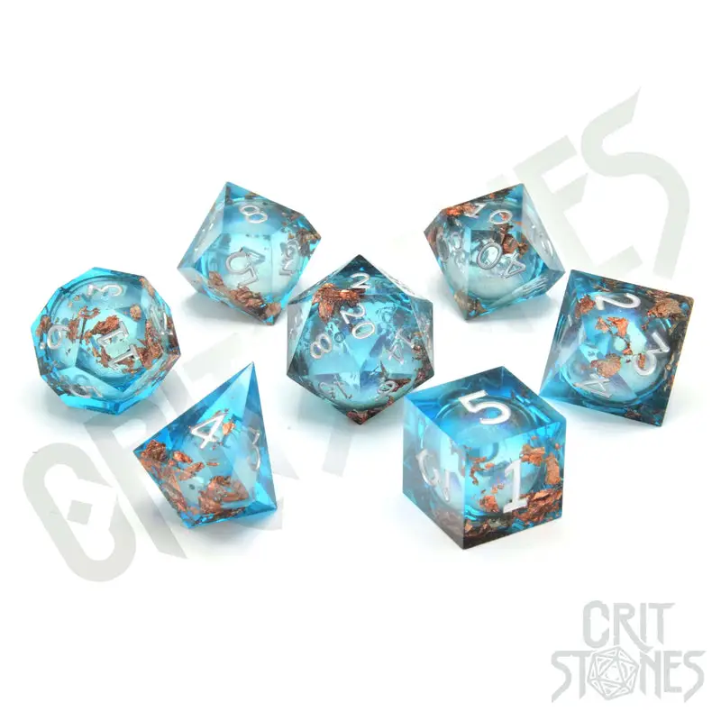 RPG Dice Set: Resin - Sharp Edge - Liquid Core - Flux Fortune