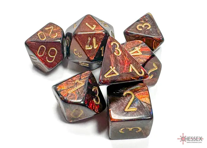 RPG Dice Set: Scarab - Polyhedral - Blue Blood/Gold (7) - Image 2