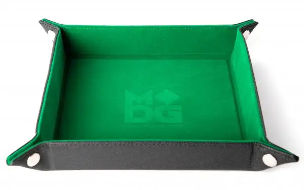 Velvet Dice Tray with Leather Backing: Green