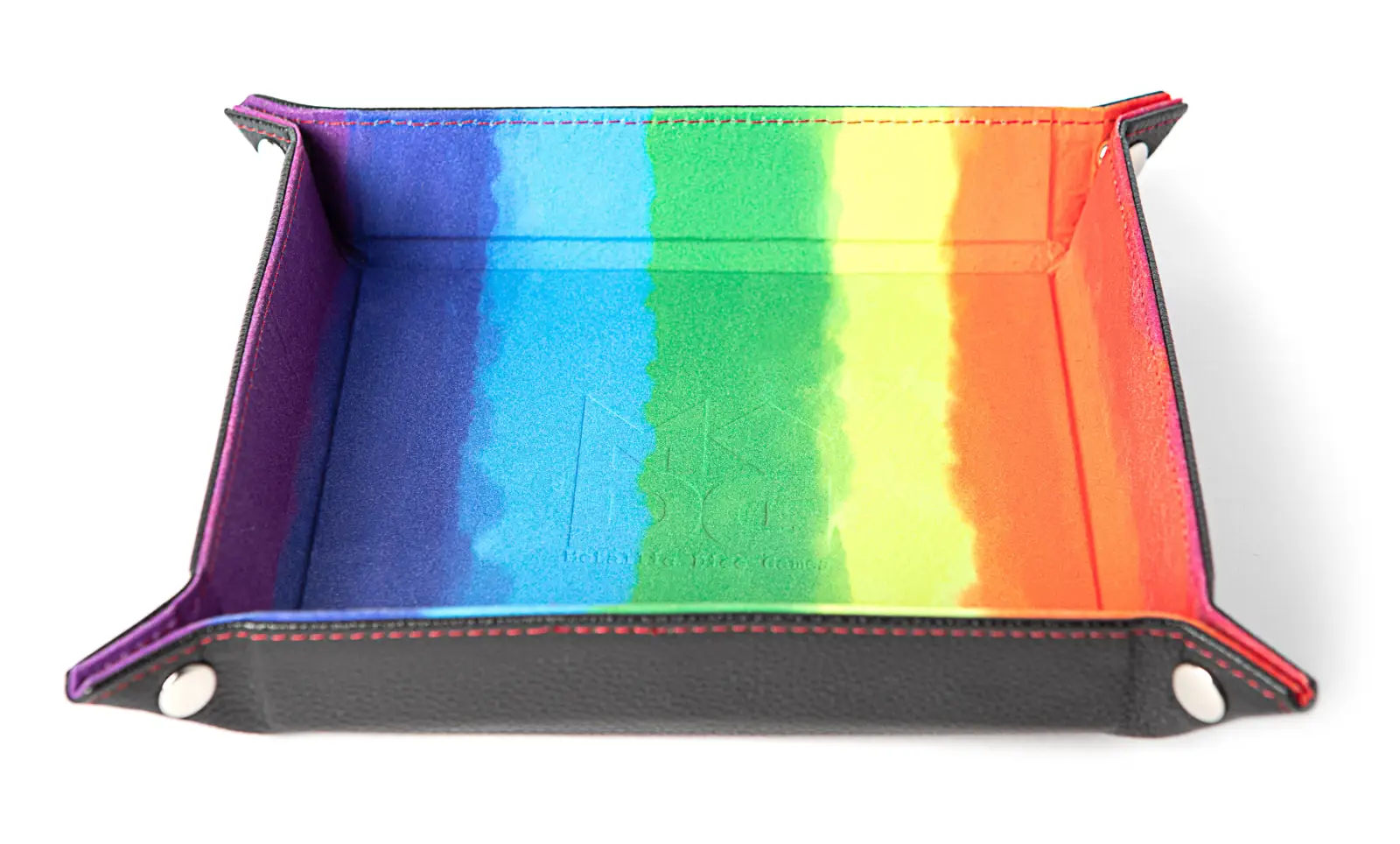 Velvet Dice Tray with Leather Backing: Watercolor Rainbow